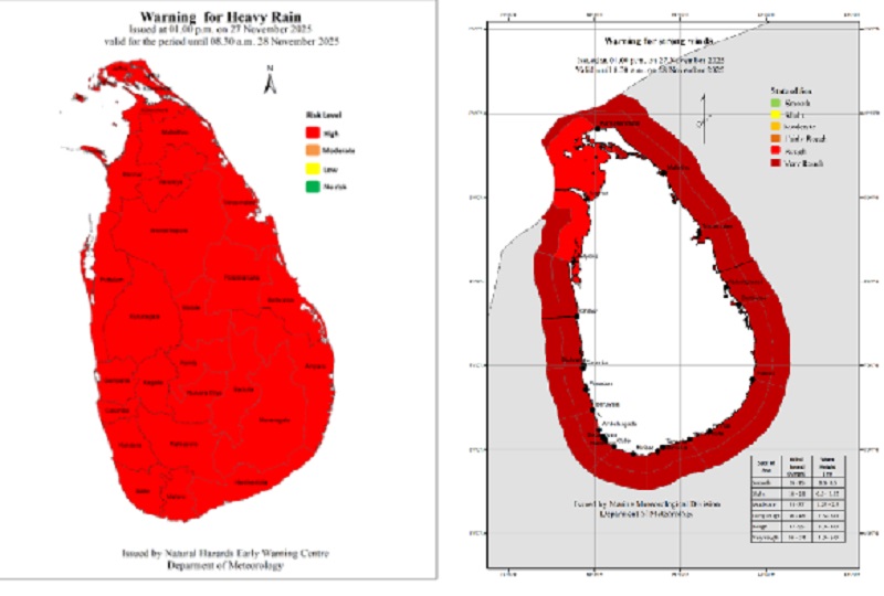 இலங்கைக்கு மீண்டும் சிவப்பு எச்சரிக்கை ! - அவசர அறிவிப்பு – காலை 5.00 மணிக்கு வெளியீடு