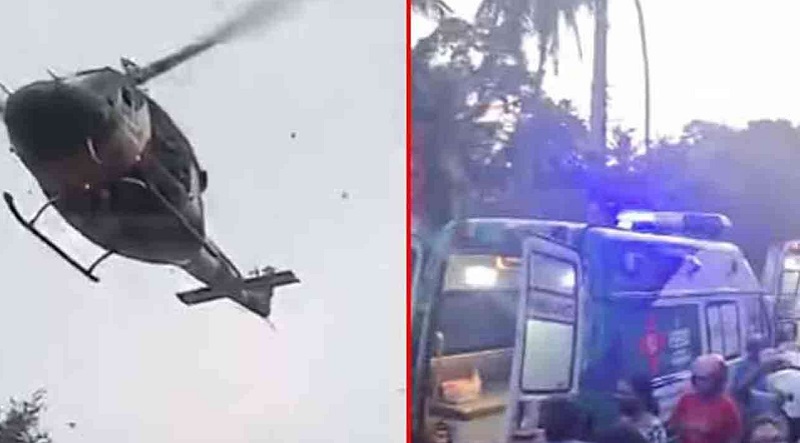 நிவாரண நடவடிக்கைகளில் ஈடுபட்டிருந்த உலங்குவானூர்தி விபத்து!