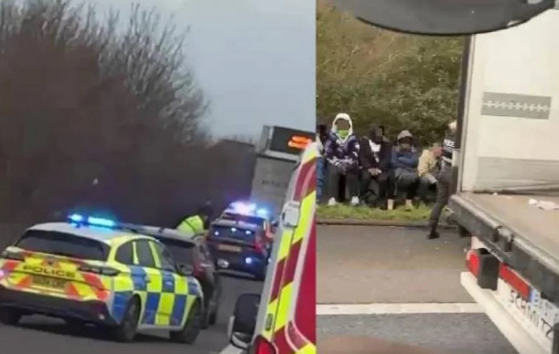 லண்டனில் லொறிக்குள் பதுங்கியிருந்த புலம்பெயர்ந்தோர் குழுவை கைது செய்த பொலிஸார்