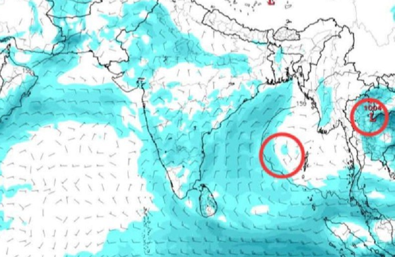 வங்காள விரிகுடாவில் இலங்கைக்கு தென்கிழக்காக புதிய காற்றுச் சுழற்சி! கன மழைக்கு வாய்ப்பு