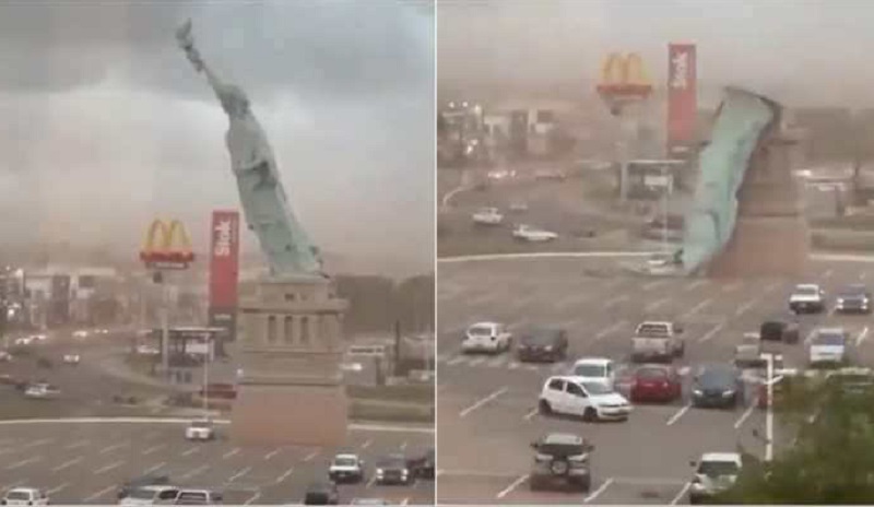 பிரேசிலில் சரிந்து விழுந்த சுதந்திர தேவியின் சிலை!