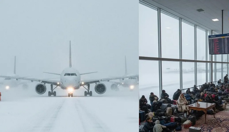 அமெரிக்காவில் பனிப்பொழிவு காரணமாக விமான சேவை பாதிப்பு
