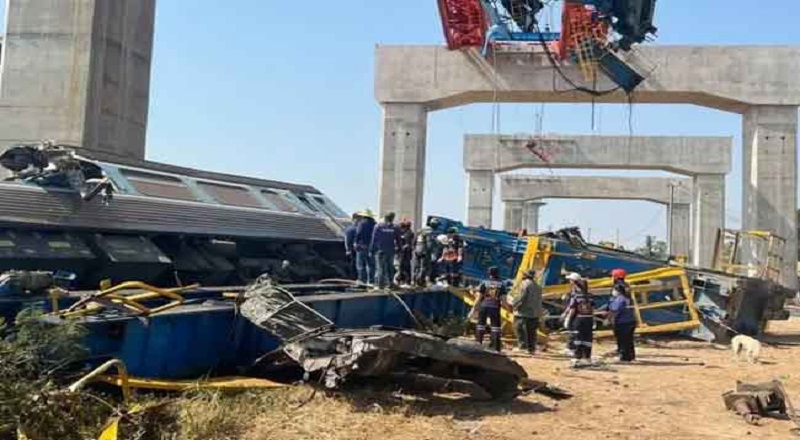 தாய்லாந்தில் ரயில் மீது விழுந்த பாரிய கிரேன் - 28 பயணிகள் உயிரிழப்பு!