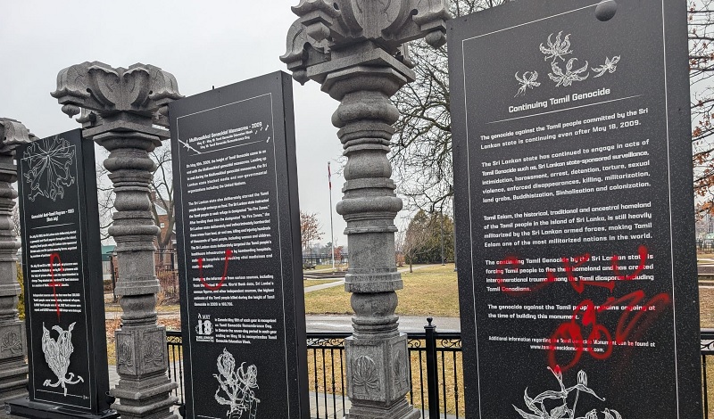 கனடாவில் தமிழின அழிப்பு நினைவகம் மீது மீண்டும் தாக்குதல்