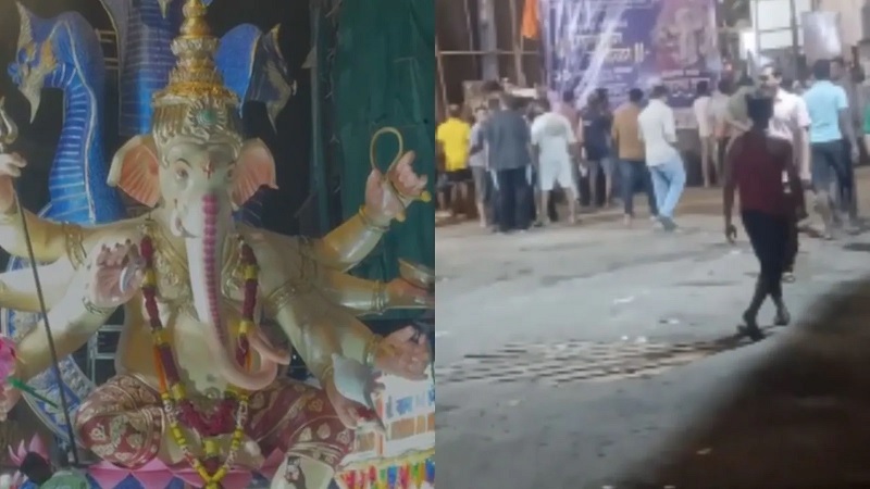 மும்பையில் 22 அடி உயர விநாயகர் சிலை விழுந்து இருவர் மரணம்