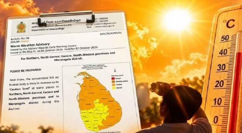 நாட்டின் ஒரு சில பகுதிகளில்  45°C உச்சபட்ச வெப்பநிலை பதிவாக வாய்ப்பு - மக்களின் கவனத்திற்கு!