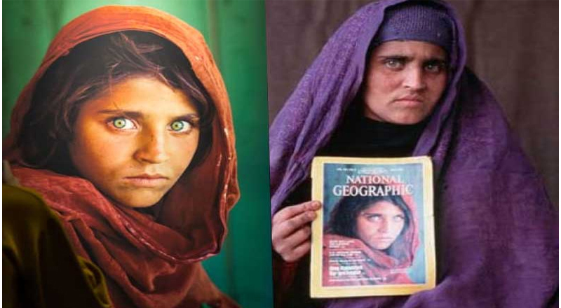 பச்சைக் கண்கள் ஆப்கான் பெண் இத்தாலியில் இடம்பெயர்ந்துள்ளார்.