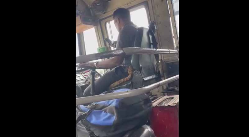 கைத்தொலைபேசியை பார்த்துக் கொண்டு பேருந்து ஓட்டும் சாரதி: வைரலாகும் வீடியோ