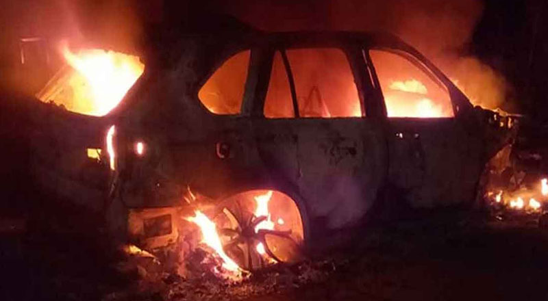 பிரமிட் வியாபாரத்தில் ஈடுபட்ட நபரின் காருக்கு தீ வைப்பு