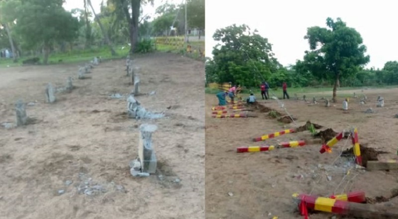 அடித்து உடைக்கப்பட்ட மாவீரர் துயிலும் இல்ல தூபிகள்!