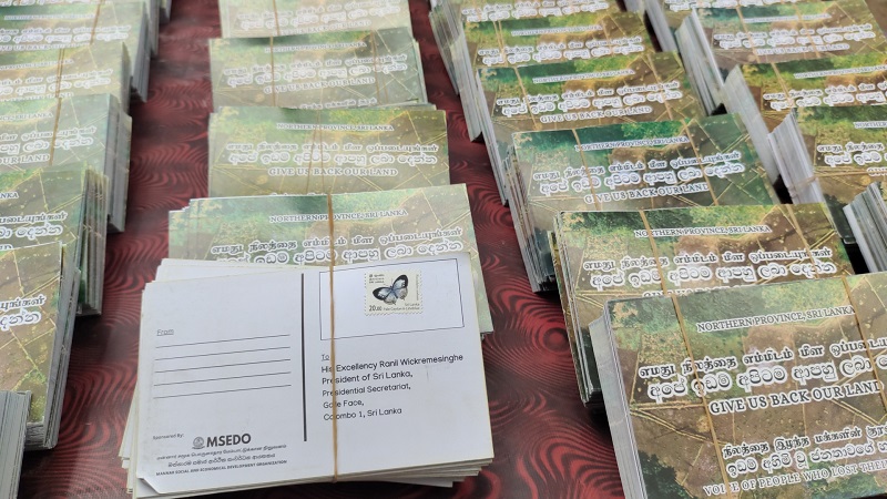 காணிகளை விடுவிக்கக் கோரி ஜனாதிபதிக்கு அனுப்பப்பட்ட தபாலட்டைகள்!