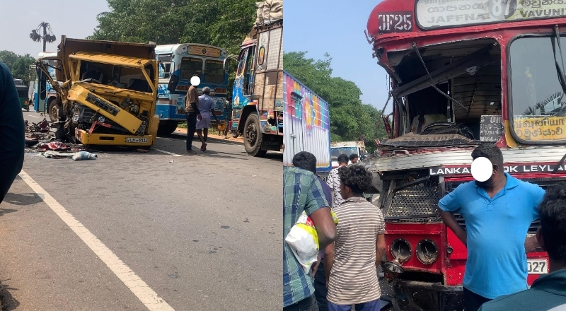 கிளிநொச்சி கரடிப்போக்கு பகுதியில் டிப்பர் அரச பேருந்து மோதி பாரிய விபத்து!