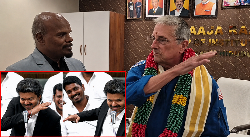 நாசா வீரரையும் கவர்ந்த விஜய்யின் கை சைகை!