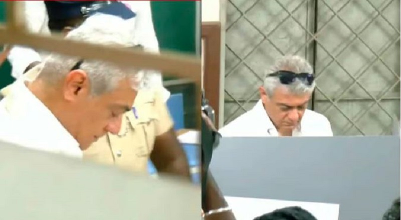 முதல் நபராக தனது வாக்கினைப் பதிவு செய்த நடிகர் அஜித் குமார்